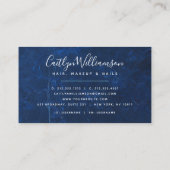 Carte De Visite Ecran en marbre élégant argent turquoise script (Dos)