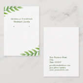 Carte De Visite Écran Feuille vert Aquarelle Bijoux d'oreille (Devant / Derrière)