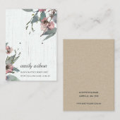 CARTE DE VISITE ÉCRAN FLORAL DE L'EUCALYPTUS EARRING EN BOIS (Devant / Derrière)