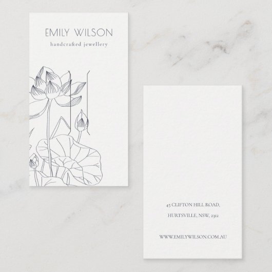 Carte De Visite Écran floral Nénuphar minimal pour l'esquisse (Devant / Derrière)