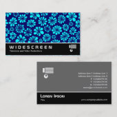 Carte De Visite Écran large 239 - Cyan et Navy Floral (Devant / Derrière)