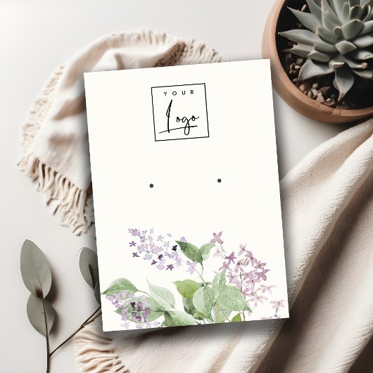 Carte De Visite Écran Lilac Aquarelle Flore Écran du logo