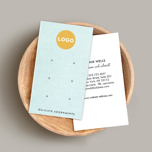 Carte De Visite Écran Lin Bleu 6 Trous Écran Lin Bleu Entreprise C