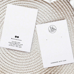 Carte De Visite Écran minimal noir blanc logo bijoux