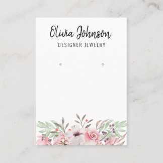 Carte De Visite Écran moderne de bijoux floraux Boho rose