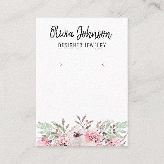 Carte De Visite Écran moderne de bijoux floraux Boho rose (Devant)
