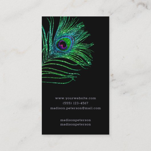 Carte De Visite Écran moderne Parties scintillant en plumes Bijoux (Dos)
