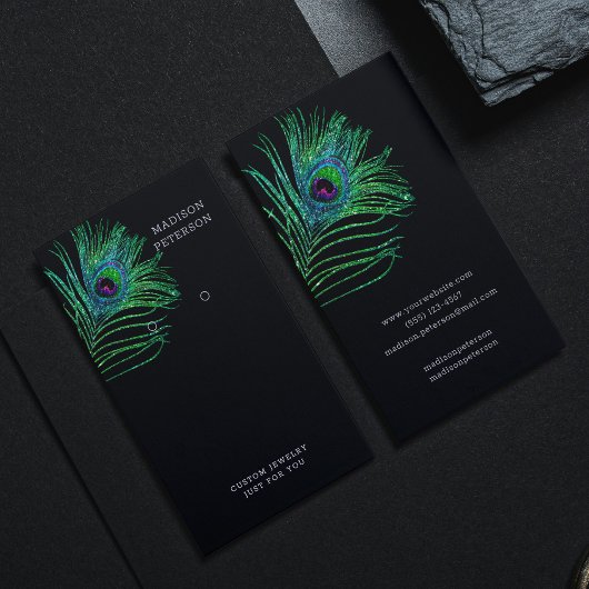 Carte De Visite Écran moderne Parties scintillant en plumes Bijoux