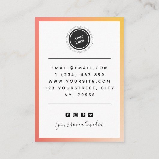 Carte De Visite Écran Orange Ombre Gradient Personnalisé Logo (Dos)