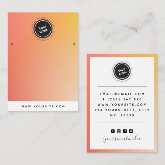 Carte De Visite Écran Orange Ombre Gradient Personnalisé Logo (Devant / Derrière)