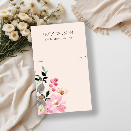 Carte De Visite Écran Pastel Blush Rose Floral Bunch Collier