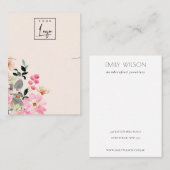 Carte De Visite Écran Pastel Pink Blush Floral Bunch Collier (Devant / Derrière)
