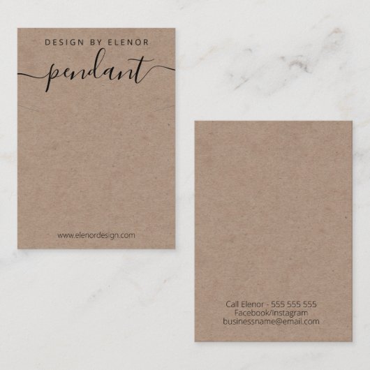 Carte De Visite Écran Pendentif Kraft (Devant / Derrière)