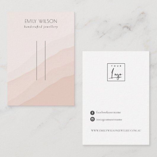 Carte De Visite Écran Pin Abstrait Vagues Roses Bleues (Devant / Derrière)