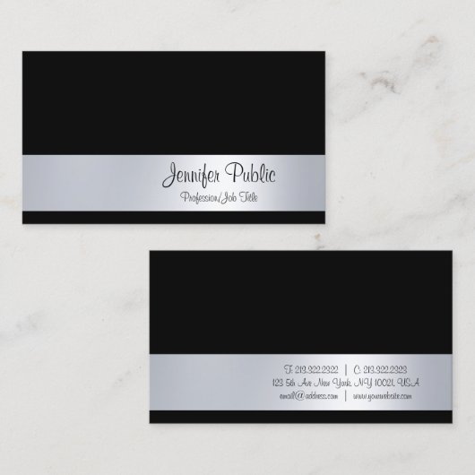 Carte De Visite Écran professionnel moderne Silver Look (Devant / Derrière)