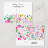 Carte De Visite Ecran rose floral - écran de barrette (Devant / Derrière)