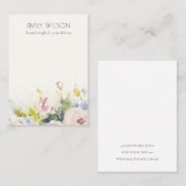 Carte De Visite Écran Rose Flore Aquarelle Vierge Bijoux (Devant / Derrière)