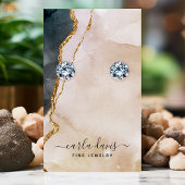 Carte De Visite Écran signature Aquarelle rose Bijoux noir