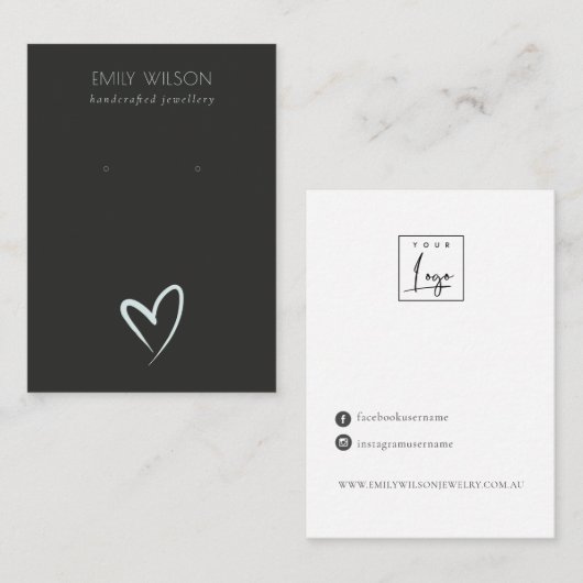 Carte De Visite Écran simple de coiffure bleu noir (Devant / Derrière)