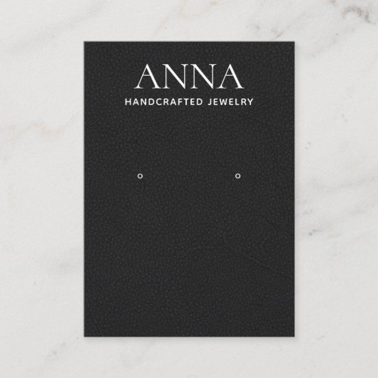 Carte De Visite Écran simple en cuir noir élégant (Devant)