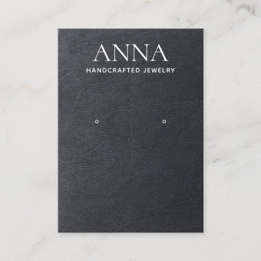 Carte De Visite Écran simple en cuir noir élégant (Devant)