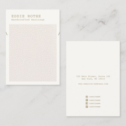 Carte De Visite Écran simple en cuir rose pâle (Devant / Derrière)