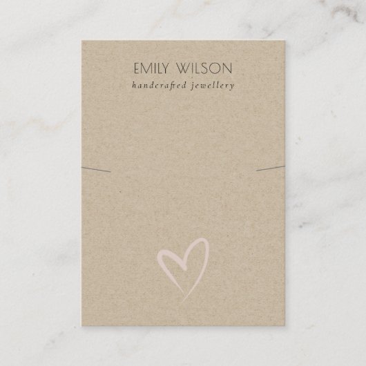 Carte De Visite Écran simple Kraft Blush Heart (Devant)