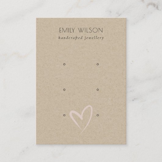 Carte De Visite Écran simple Kraft Blush Heart 3 Étui (Devant)