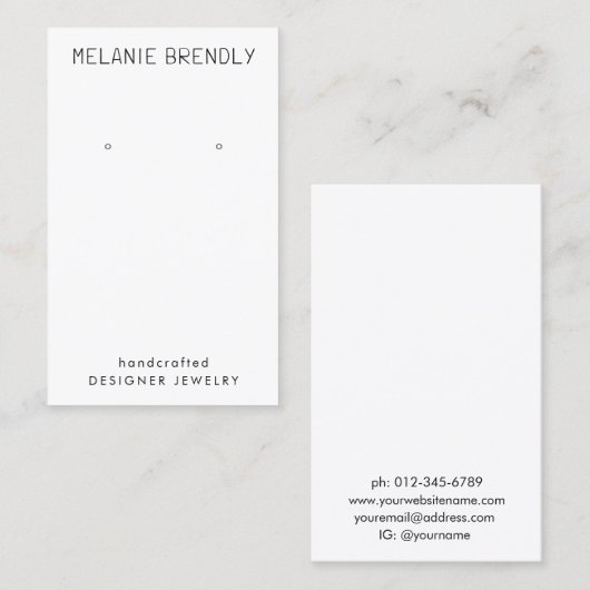 Carte De Visite Écran simple moderne de bijoux chic (Devant / Derrière)