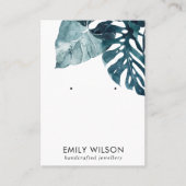 CARTE DE VISITE ÉCRAN TROPICAL BLUE MOSTERA FAUNA STUD EARRÊT (Devant)