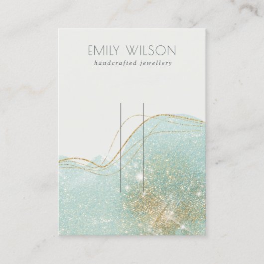 Carte De Visite Écran Turquoise Abstrait Parties scintillant verte (Devant)