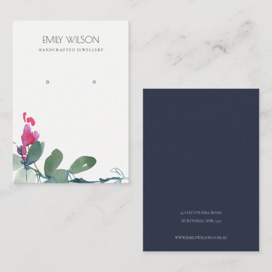 CARTE DE VISITE ÉCRAN VERT BLEU ROSE EUCALYPTUS FOLIAGE D'APPROVIS (Devant / Derrière)