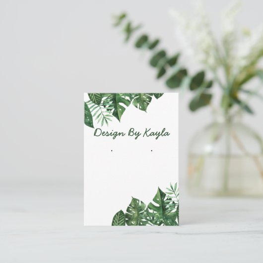 Carte De Visite Écran vert Feuille Tropical (Debout devant)