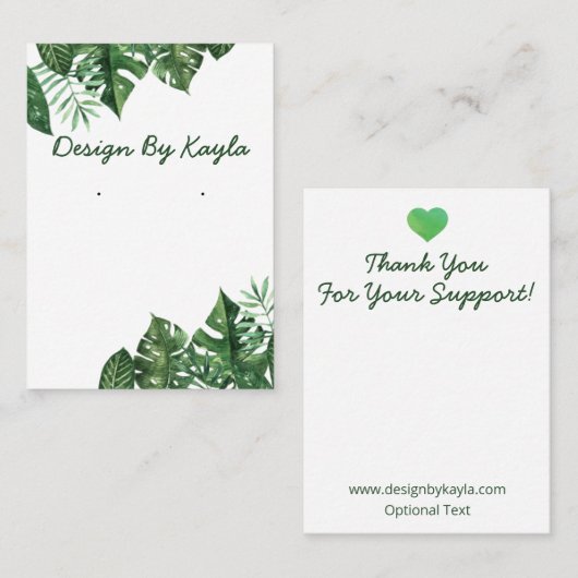 Carte De Visite Écran vert Feuille Tropical (Devant / Derrière)