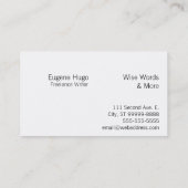 Carte De Visite Écrire : Écrivain, Écrivain, Auteur (Dos)