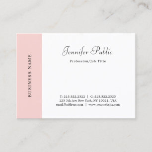 Carte De Visite Écrite à la main Blush Rose Blanc Moderne Simple É