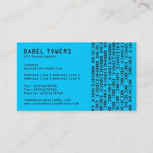 Carte De Visite Écriture Alien réelle - Bleu (Devant)