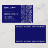 Carte De Visite Écriture Alien réelle - bleu foncé (Devant / Derrière)