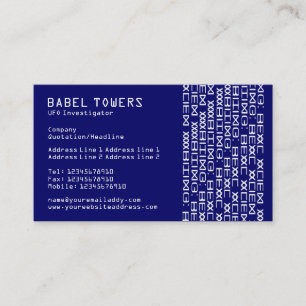 Carte De Visite Écriture Alien réelle - bleu foncé