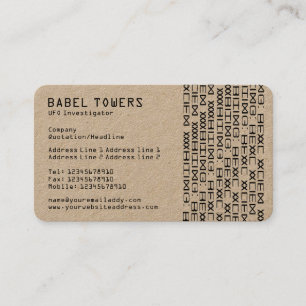 Carte De Visite Écriture Alien réelle (Kraft)