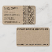 Carte De Visite Écriture Alien réelle (Kraft) (Devant / Derrière)