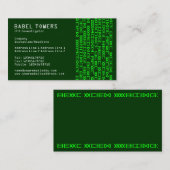 Carte De Visite Écriture Alien réelle - Vert foncé 2 (Devant / Derrière)