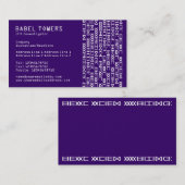 Carte De Visite Écriture Alien réelle - violet foncé (Devant / Derrière)