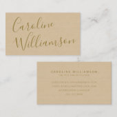 Carte De Visite Écriture Chic Calligraphie Élégante Texturée Taupe (Devant / Derrière)
