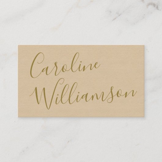 Carte De Visite Écriture Chic Calligraphie Élégante Texturée Taupe (Devant)