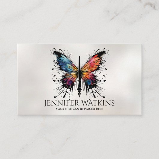 Carte De Visite Ecriture créative - Fontaine Papillon en encre (Devant)