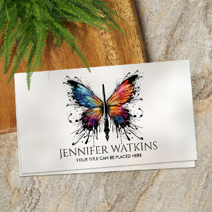 Carte De Visite Écriture Créative - Papillon au stylo encre founta