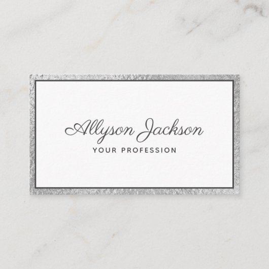 Carte De Visite Écriture de luxe en feuille d'argent (Devant)