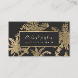 Carte De Visite Écriture de maquillage en feuilles d'or grises