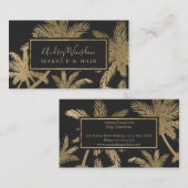 Carte De Visite Écriture de maquillage en feuilles d'or grises (Devant / Derrière)